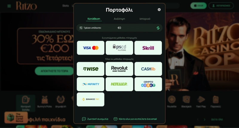 Ritzo Deposit Methods